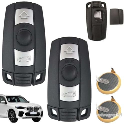 2 st. bilnyckelshus fjärrkontroll, bilnyckelhus med x LIR2025 batteri, nyckelfodral bilnyckel kompatibel BMW 1 3 serien 5 5, nyckellåda fjärrkontroll 766156644894