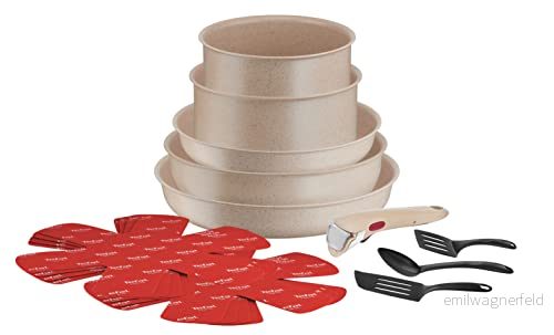 Tefal Ingenio Delight köksredskap 17 p, induktion, non stick beläggning, temperaturindikator, stapelbar, diskmaskinssäker, stekpannor, kastruller, tillverkad i Frankrike L7839002 3168430344167