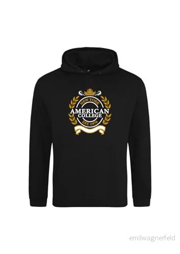 AMERICAN COLLEGE USA tröja med tryck varma kläder blandade män och kvinnor casual modell ACSCW5 svart L, svart, L 3666052674377