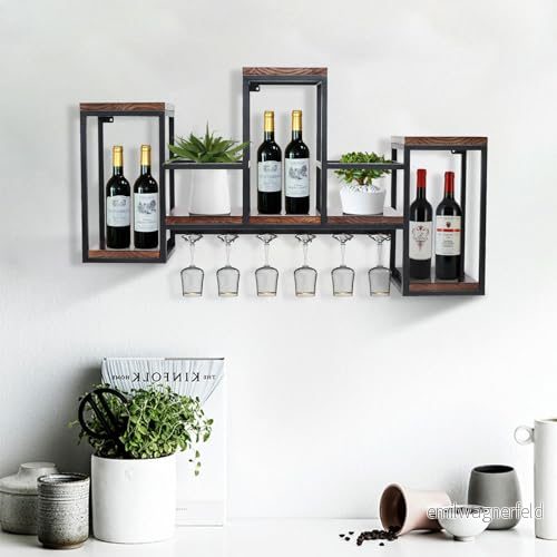 106 cm metall vinflaskhållare flaskhylla vinflaskhylla väggmontering vägg vinställ glashållare vintage bar trähylla vinhållare vinglashållare från matsal väggmonterad förvaring display 722487848431