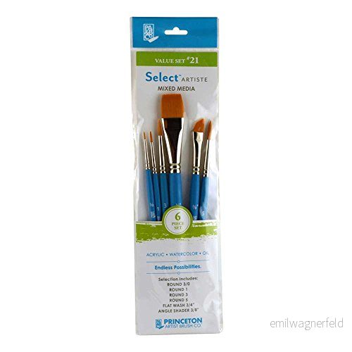 Princeton SelectArtiste Fine Art Multi Technique borstset, 6 x syntetiska borstar, blandade medier, perfekt för proffs och studenter 757063387240