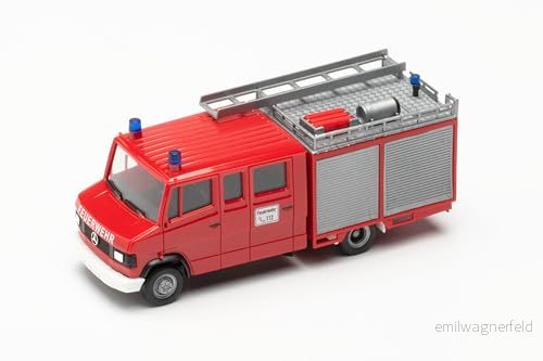 Herpa modellbil Mercedes Benz T2 LF 8/6 "fire brigade" (BASIC), miniatyr i skala 1:87, samlarföremål, tillverkad Tyskland, modell av plast 4013150097642