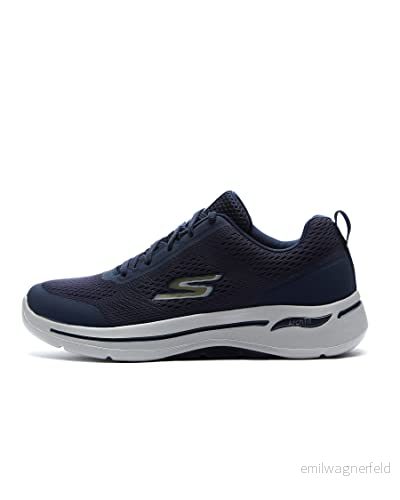 Skechers Go walk Arch Fit Idyllic Herr Sneaker, Marintextil syntetisk guldtrim, 44.5 EU 194880094881