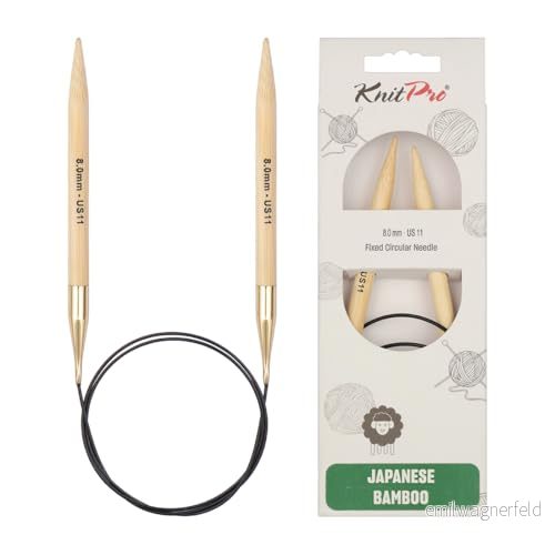 KnitPro K22254 rund sticknål, bambu, brun, 80 cm x 8 mm 8904086238765