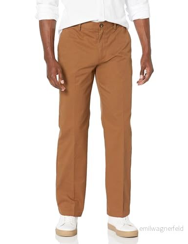 Amazon Essentials herr klassisk passform skrynkelfri platt framsida chinos byxa (finns i stor och hög), mörk kaki brun, 32 B x 30 L 195111322728