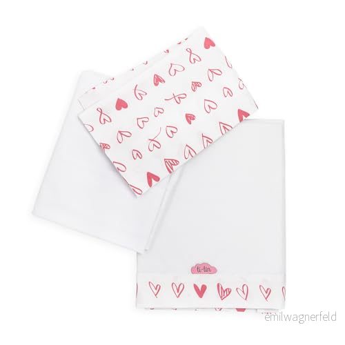 TI TIN Sabanas Corazones Cuna de 60 x 120 cm. 100% Algodon, 3 piezas 8414155980629