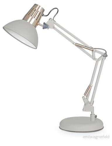 1xE27 grå ledad flexo, perfekt för skrivbord och studiobelysning, justerbar olika positioner läsbehov. 8447343092828