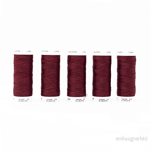 Korbond 500 m djupröd polyester 5 x 100 rulle tråd för handsymaskiner ingen krympning perfekt lagning, skräddarsydd, quiltning, hantverk, reparationer och utsmyckning 5027439108874