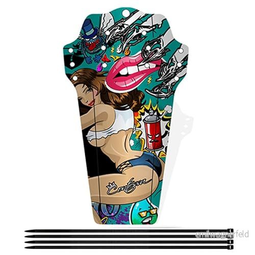MAGIX JUICE Pin Up Mudguard inkl. buntband för MTB stänkskärm/snygg cykelstänkskärm och modern mountainbikestänkskärm alla cykelstorlekar 4251144239924