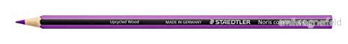 Staedtler 185 6 Buntstifte Noris Colour, Set mit 12 Buntstiften in violett, Erhöhte Spitzen Bruchfestigkeit, Sechskant, WOPEX Material, PEFC Holz, DIN EN71, Streifendesign, Made Germany 4007817018897