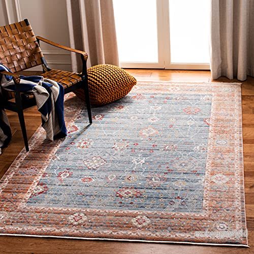 Safavieh Modern klassisk inomhus vävd rektangel matta, Kenitra kollektion, KRA696, i blått/röd, 91 x 152 cm för vardagsrum, sovrum eller alla inomhusutrymmen 889048813137