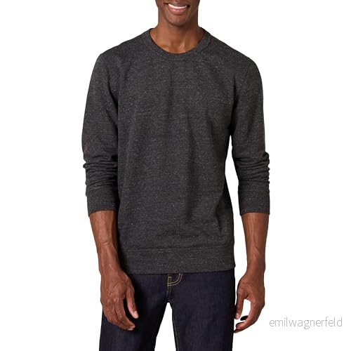 Amazon Essentials lätt långärmad fransk frotté rund hals sweatshirt för män (finns i stor och lång), kol ljung, liten 196433880576