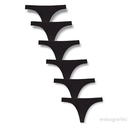 Amazon Essentials damunderkläder i bomull stringtrosa, paket med 6, svart, X Large 192912184296