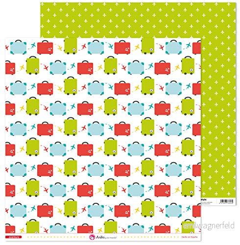 Anita y Su Mundo Samling Äventyr Scrapbooking Paper, Resväskor, 30,5 x cm 8413623736942