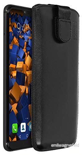 mumbi äkta läderfodral kompatibel med Honor 10 skal läder väska Case Wallet, svart 4251077292997