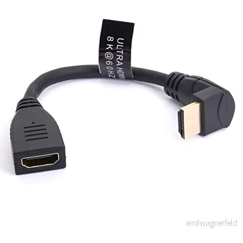 8K HDMI-förlängningskabel, kort HDMI 2.1 hane till hona 90 graders vinkelkabel hög hastighet 48 Gbps förlängaradapter stöder @60Hz, 4K@120Hz, dynamisk HDR, eARC, VRR, 3D för TV/PC/PS5/Set-top box 791137951821