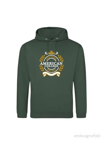 AMERICAN COLLEGE USA tröja med tryck varma kläder unisex barn pojkar och flickor casual modell ACSCW5 mörkgrön 10 år, Färg: grön, �r 3666052674117