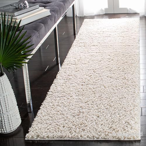 SAFAVIEH lurvig matta för vardagsrum, matsal, sovrum augusti Shag kollektion, kort lugg, elfenben, 76 x 183 cm 889048749184