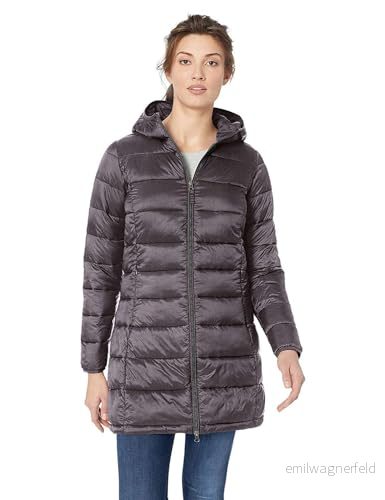 Amazon Essentials lättviktig vattentålig pufferjacka med huva (finns i plusstorlek), kolljung, liten 191770675939