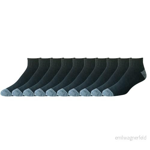 Amazon Essentials ankelstrumpor för män av bomull, bekväma, fukttransporterande, vadderade, 10 par, svart, 4145 194223246656