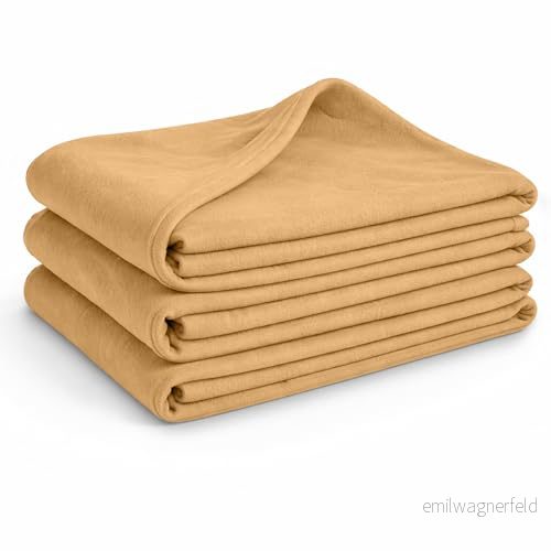 Glart 3 stycken Oeko Tex fleecefiltar, färg: sand, storlek 130 x 160 cm, över 200 g/m2, filt som sofffilt, gosig filt, sofföverkast picknickfilt 4260187186584