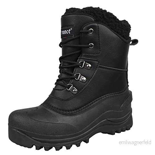 riemot Unisex vinterstövlar fodrade för kvinnor och män snöstövlar, svart, 44 EU 6975058035318