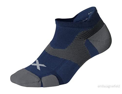 2XU Unisex Vectr kudde inga strumpor strumpor, Blue Steel/Grey, XL 9336340665496