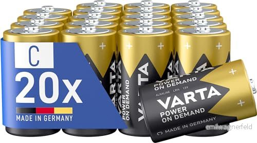 VARTA Batterier C Baby, paket med 20, Power on Demand, Alkalisk, förvaringspaket, intelligent, flexibelt, effektivt, för datortillbehör, Made in Germany 4008496991822
