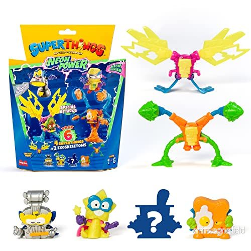 Superthings Neon Power serien, innehåller 1 silverkapten och 2 exoskelett 8431618023433