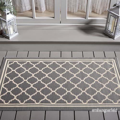 Safavieh Courtyard kollektion CY6918 246 antracit och beige inomhus/utomhus matta (2'7' x 5') 683726483052