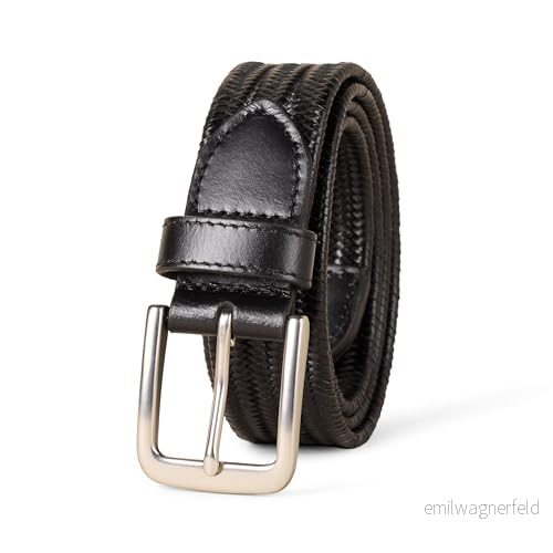 Amazon Essentials rörformigt stretch-vävbälte för män, svart, 80 197153131863