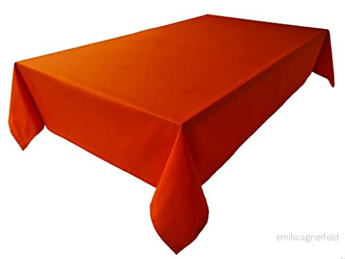 Högkvalitativ bordsduk bordslinne av 100 % bomullssamling, koncept, valbar färg och storlek (bordsduk 120 x 160 cm, orange) 4260585473743