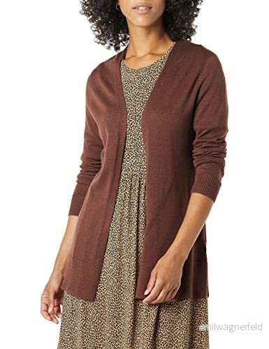 Amazon Essentials Dames Lätt cardigan tröja med öppen front (finns i plusstorlek), Mörk kastanjebrun ljung, XL 195111562704