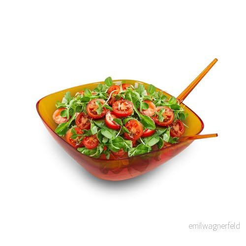 Avilia 30 cm orange behållare och bestick set perfekt för beredning konversation av sallad, grönsaker sidrätter med två bekväma att vrida kryddor hållbar lätt rengöra 8056819049923