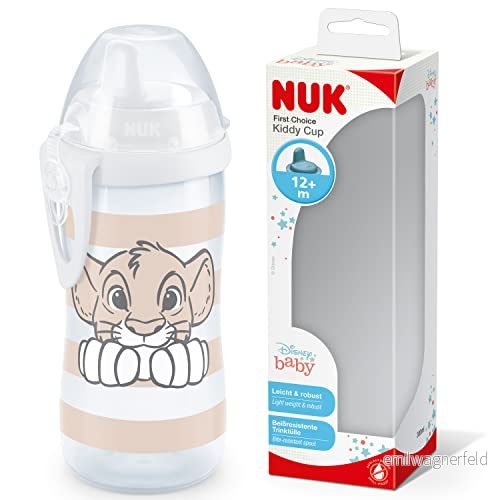 NUK First Choice+ Kiddy Cup Småbarnskopp 12 månader+ Läckagesäker förstärkt pip Klämma & Skyddskåpa BPA fri 300 ml Disney Lion King 4008600418610