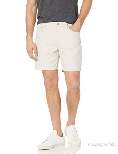 Amazon Essentials Men's Stretchiga shorts 18 cm (7 tum) smal passform innersöm med 5 fickor, Sten, 34 195111301365