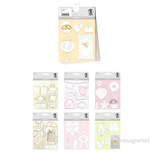 Ursus 10154125 3D klistermärken set bröllop, med 7 olika färgade klistermärkesark, självhäftande, lätt att ta bort, lämplig för kortdesign 4008525249849 Ursus 10154125 3D klistermärken set bröllop, med 7 olika färgade klistermärkesark, självhäftande, lätt att ta bort, lämplig för kortdesign 4008525249849