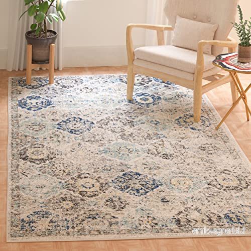 Safavieh Modern chic inomhus vävd rektangel områdesmatta, Madison kollektion, MAD611, i elfenben/aqua, 91 x 152 cm för vardagsrum, sovrum eller alla inomhusutrymmen 889048565166