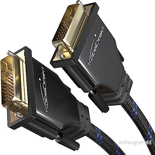 KabelDirekt Dual Link DVI kabel med ferritkärna för störningsfri signalöverföring 3 m Nylonflätad (digitalt D/24+1 monitor kabel, till DVI, 2560x1600 vid 60Hz eller Full HD/1080p) 4260538855336