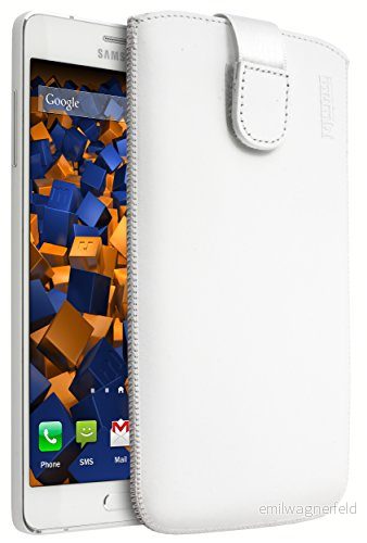 mumbi äkta läderfodral kompatibel med Samsung Galaxy A7 skal läder väska Case Wallet, vit 4251077201401