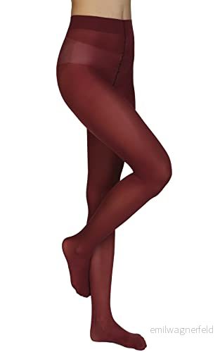 Annes styling enkla damtights 40 denier matt semi ogenomskinlig mikrofiber klassiska strumpbyxor Zarra, Bordeaux, S 5902067803950