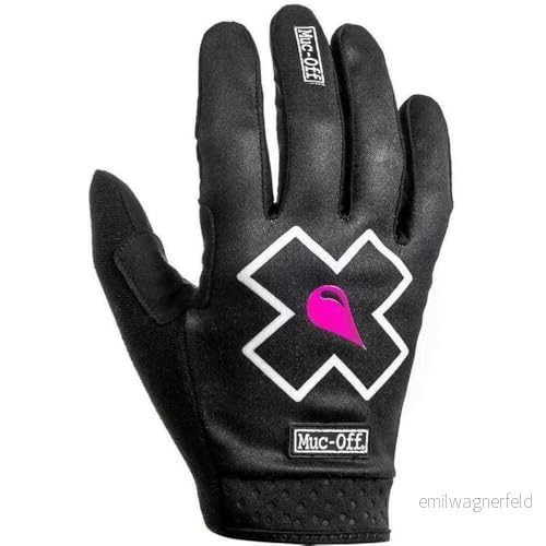 Muc Off svarta MTB handskar, extra små premium, handgjorda slip on handskar för cykling andningsbar, pekskärm kompatibelt material 5037835205121