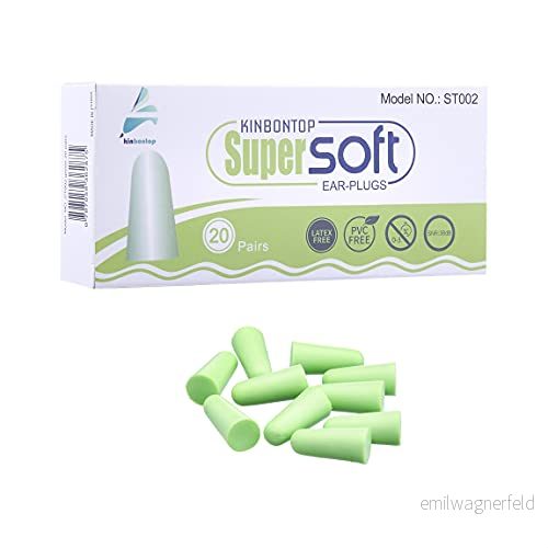 Kinbontop Mjuka öronproppar i skum, 38 dB SNR, brusreducering, hörselskydd grön (20 pack) 797059362875