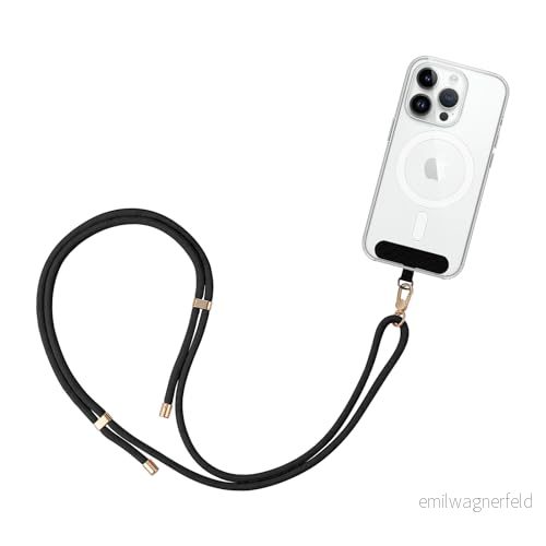 GRIFEMA GH02 Universal Mobil String, Telefon Lanyard med lapp, justerbar rem, kompatibel de flesta telefonfodral, svart 8436613820278
