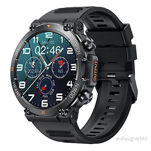 GaWear Smartwatch Män med telefonfunktion, 1,39 tum 360 x HD, fitnessklocka musikkontroll, hjärtfrekvens, stegräknare, kalorier, etc. Fitness Tracker för iOS Android (svart) 715723900352