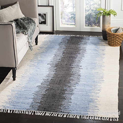 Safavieh Monterrey platt vävmatta, handvävd bomullsmatta, MTK710B 4 P 152 X 243 cm Grått/svart 683726312215