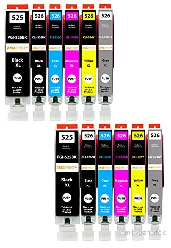 Amaprint 12 XL patroner kompatibel med Canon PGI 525 CLI 526 för Pixma MG6150 MG6250 MG8150 MG8240 MG8250 4038998408245