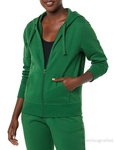 Amazon Essentials Women's Fleecehoodie i fransk frotté med full dragkedja (Finns plusstorlek), Grön, XXL 196433403195