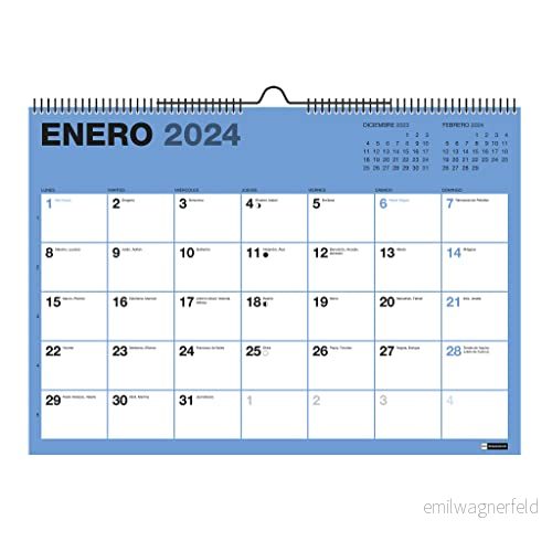 Miquelrius Kalender Vägg 18 Månader, från Juli 2023 till December 2024, A4 storlek, Färger 8422593281512