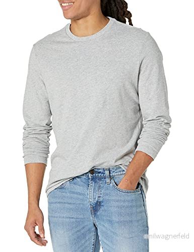 Amazon Essentials Men's Långärmad T shirt med smal passform, Ljusgrå ljung, S 191770250631